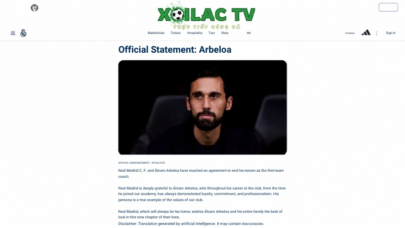Real ra thông báo chia tay Alvaro Arbeloa